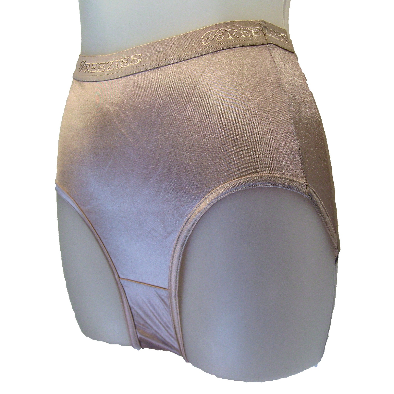 Breezies Set of 2 Nylon Lycra Full Cut Panties UltimAir A04366 TAUPE/BLACK Sz 6