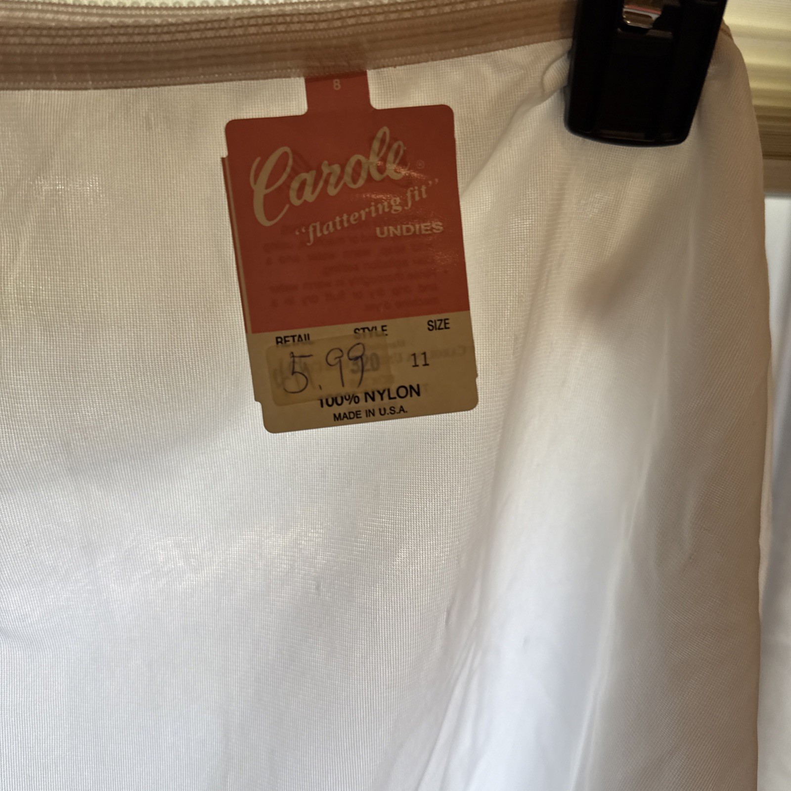 Vintage Carole Nylon Long-Leg Briefs Panties White Lingerie Boy Shorts 11