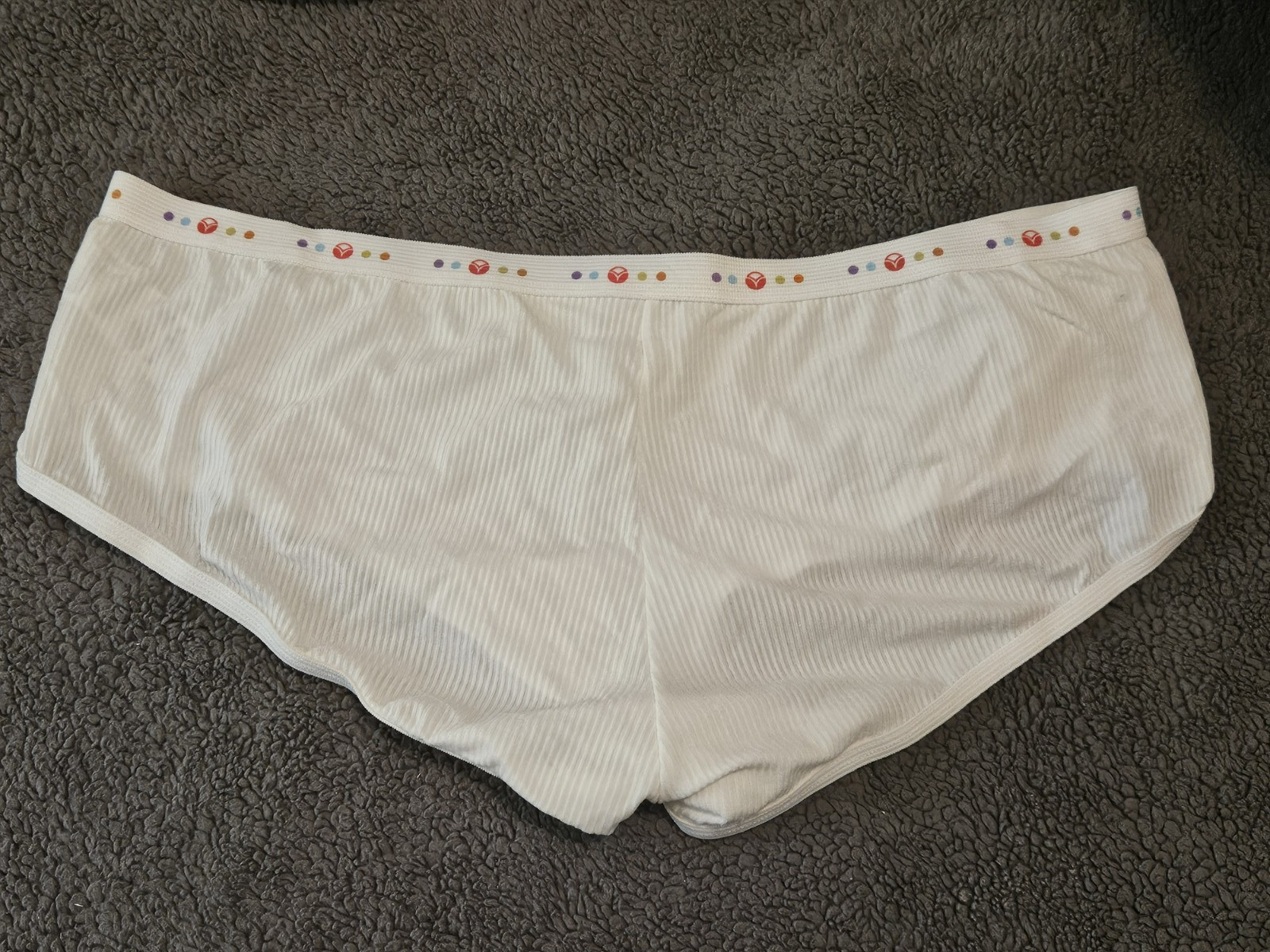VTG Vassarette Women’s Boyleg Panties White w/Polka Dot Waist Trim Sz:7/44