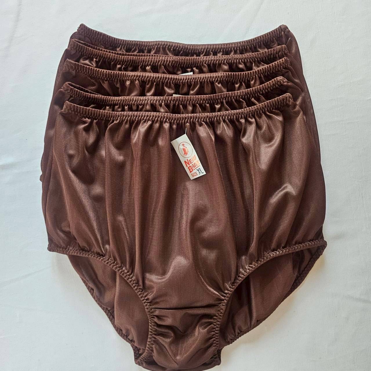 6 Nylon Underwear Panties Comfort Woman Man Briefs High Waist 36″-42″ XL/Brown