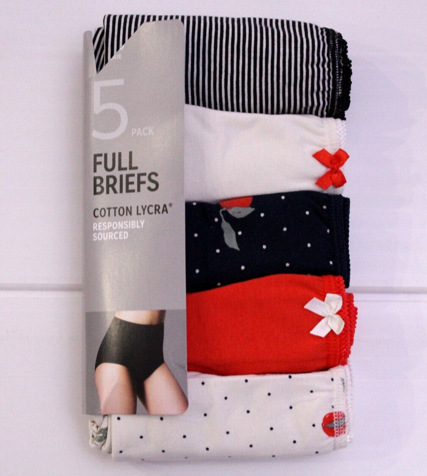 Ex M & S Ladies 5 Pack Cotton Lycra Full Briefs Knickers Underwear Size 10 to 24