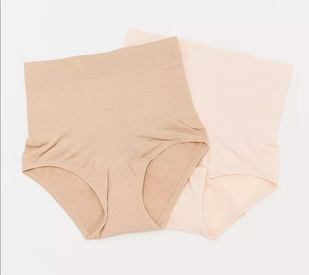 Breezies Seamless High Waist Shaping Brief Set of 2-Sunbeige/Buff-Medium-A392224