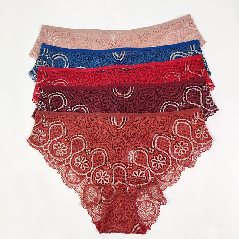 5P Women Ladies Plus Size S-XL XXL Luxury Floral Briefs Panties Knickers Undies