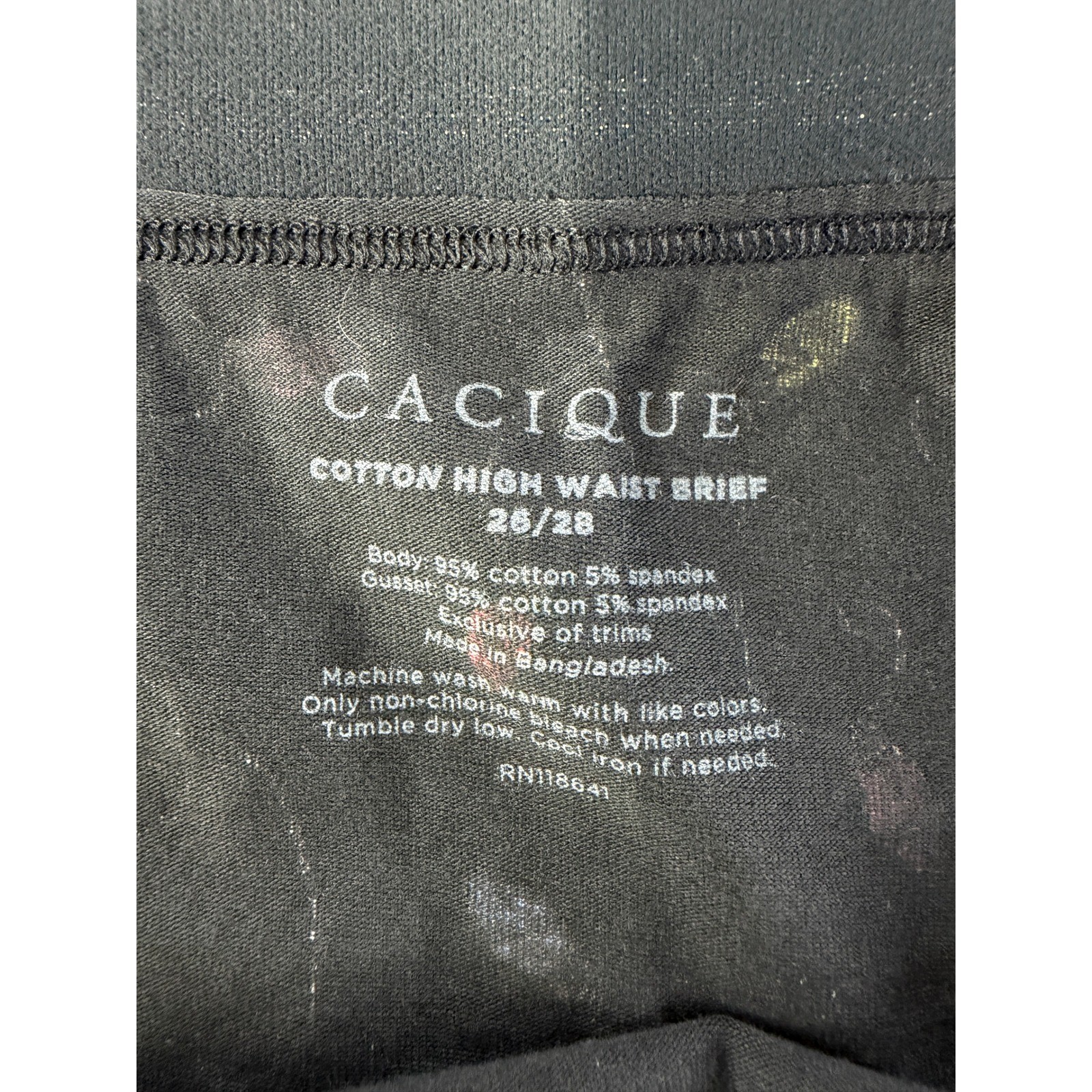 Cacique Panties Womens 26/28 Black Christmas Lights High Waist Brief Cotton NWT