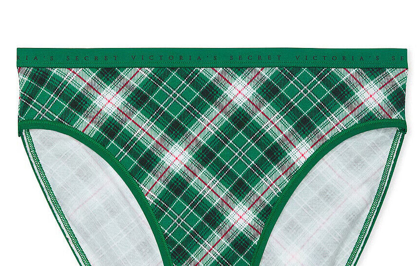 XS S M L XL XXL Green Plaid Cotton Victorias Secret High-Leg Waist Brief Pantie