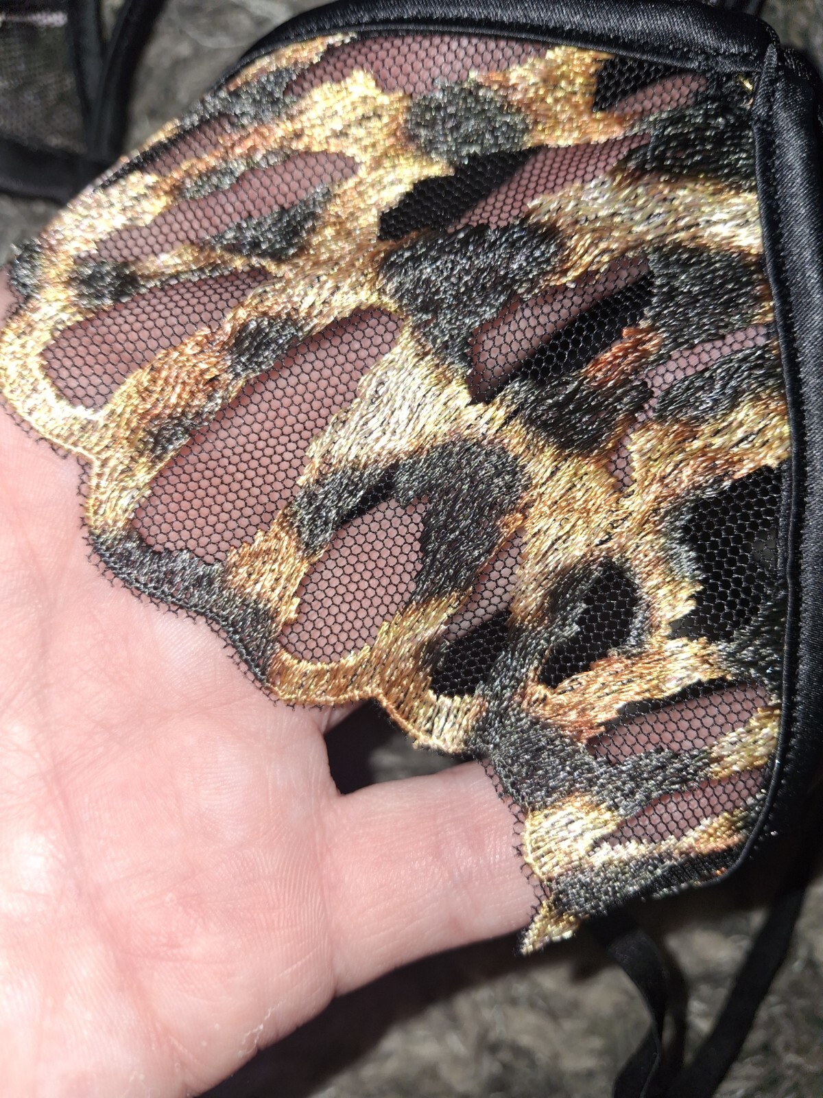 Vs logo hardware Embroidered Leopard Crotchless Brazilian Panty NEW Medium