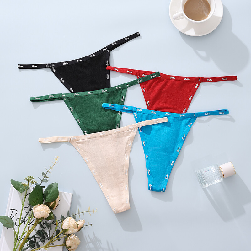 5 Pack Lot Sexy Womens Panties Thong G string Bikini Lingerie Letter Print Brief