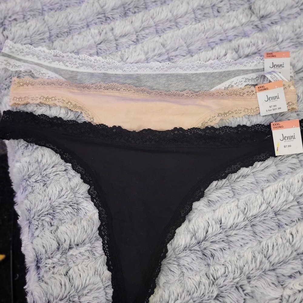 Nwt Lot Of 3 Thongs – Jenni – Black, Gray, Tan Xxxl