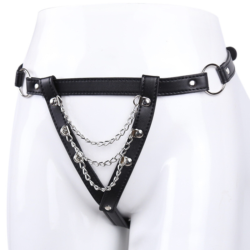 Women’s Punk Waist Belt Body Chain Faux Leather Harness Adjustable briefs