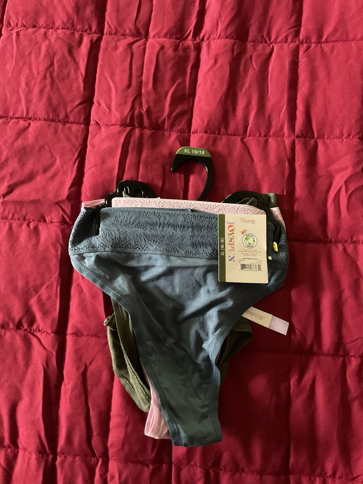 3 Pair Women’s Joyspun Seamless Thongs NWT NEW XL 16-18 Blue, pink & green