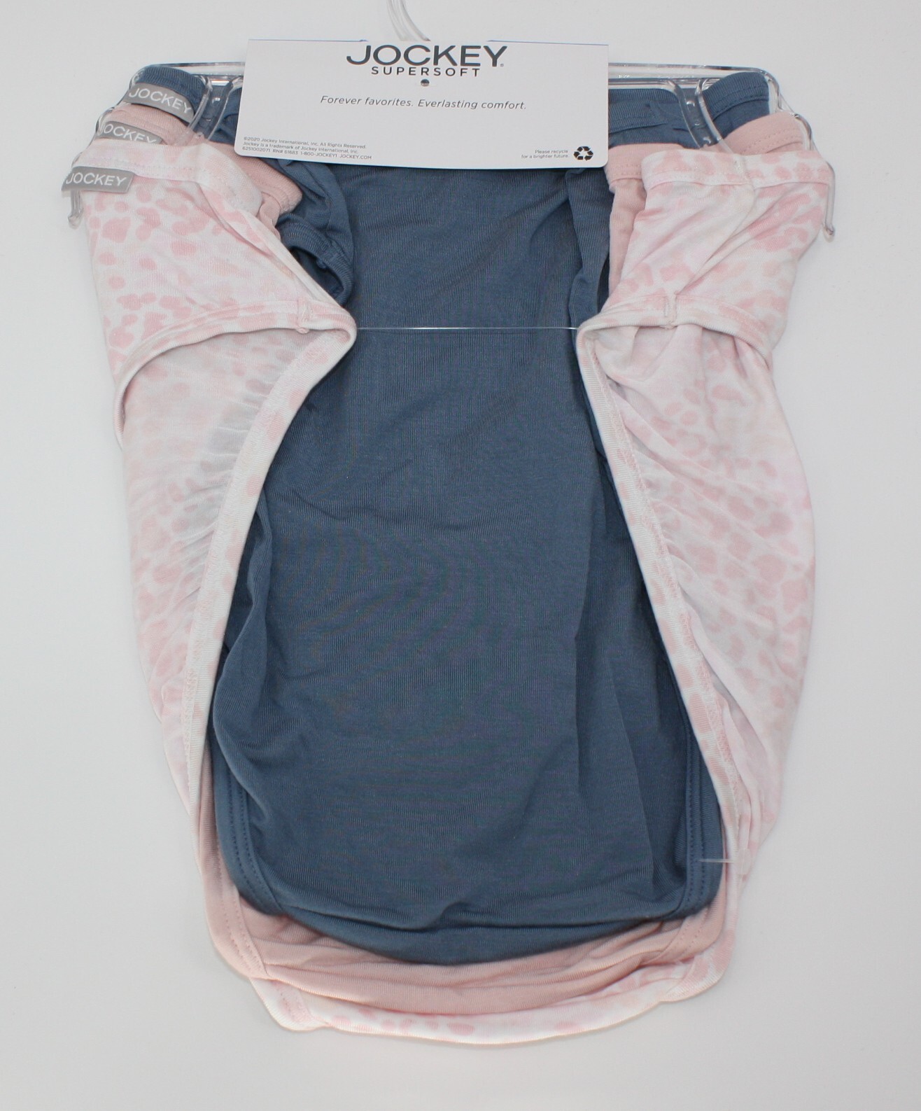 NWT set/3 JOCKEY 2071 supersoft FRENCH CUT soft comfy SLATE BLUE BABY PINK Print
