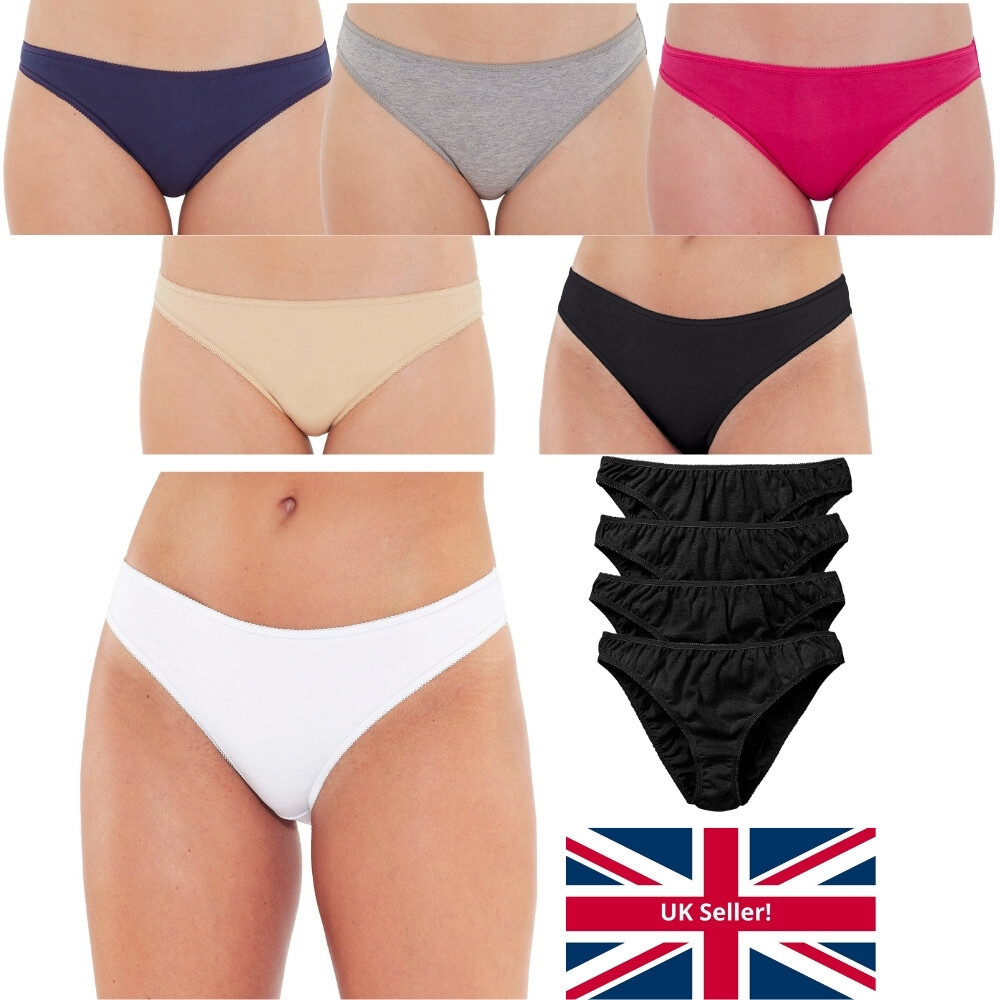 Just Essentials Women’s Ladies Hi-Leg Briefs Multipack of 4 Cotton Plain Colours