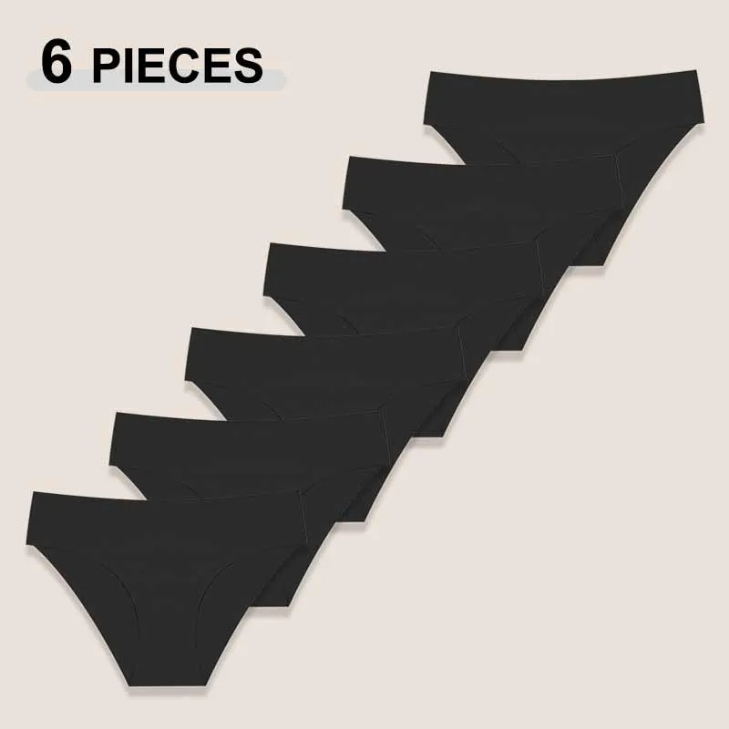 Low Rise Brief Panties Seamless Stretch Breathable Soft Comfortable Fits 6PCS