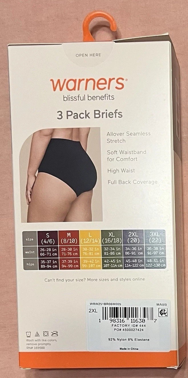 Warner’s Blissful Benefits Seamless Microfiber Comfort Waistband Brief FREE SHIP