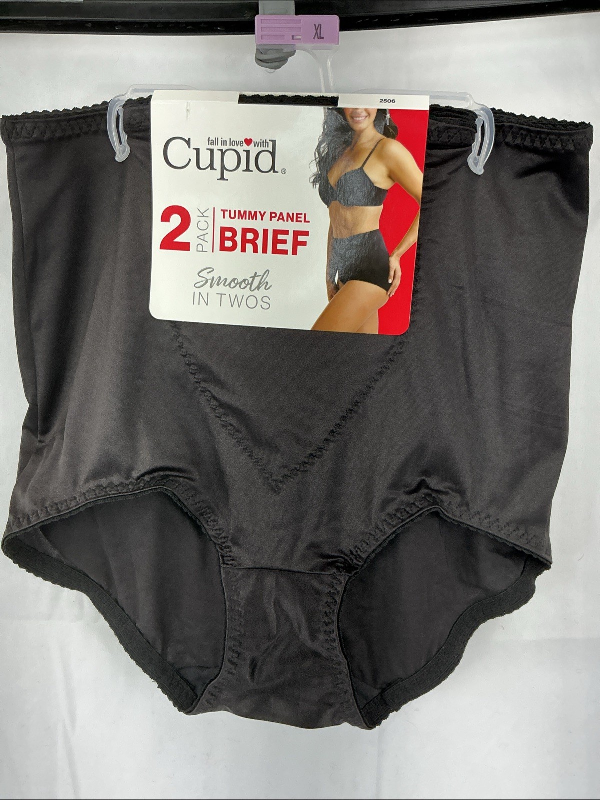 2 Pack Cupid XL Shapewear Black Brief Light Control Tummy Panel New With Tags