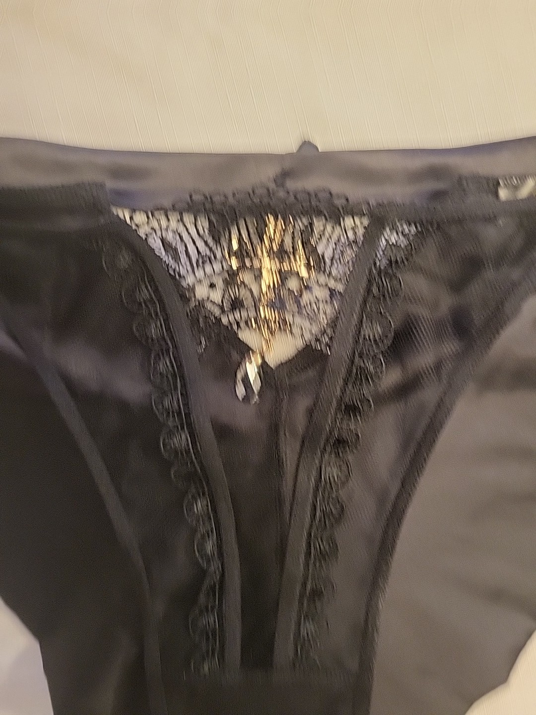 Honey Birdette Miss Soo Black Brief cross and chandelier crystal pendants Large