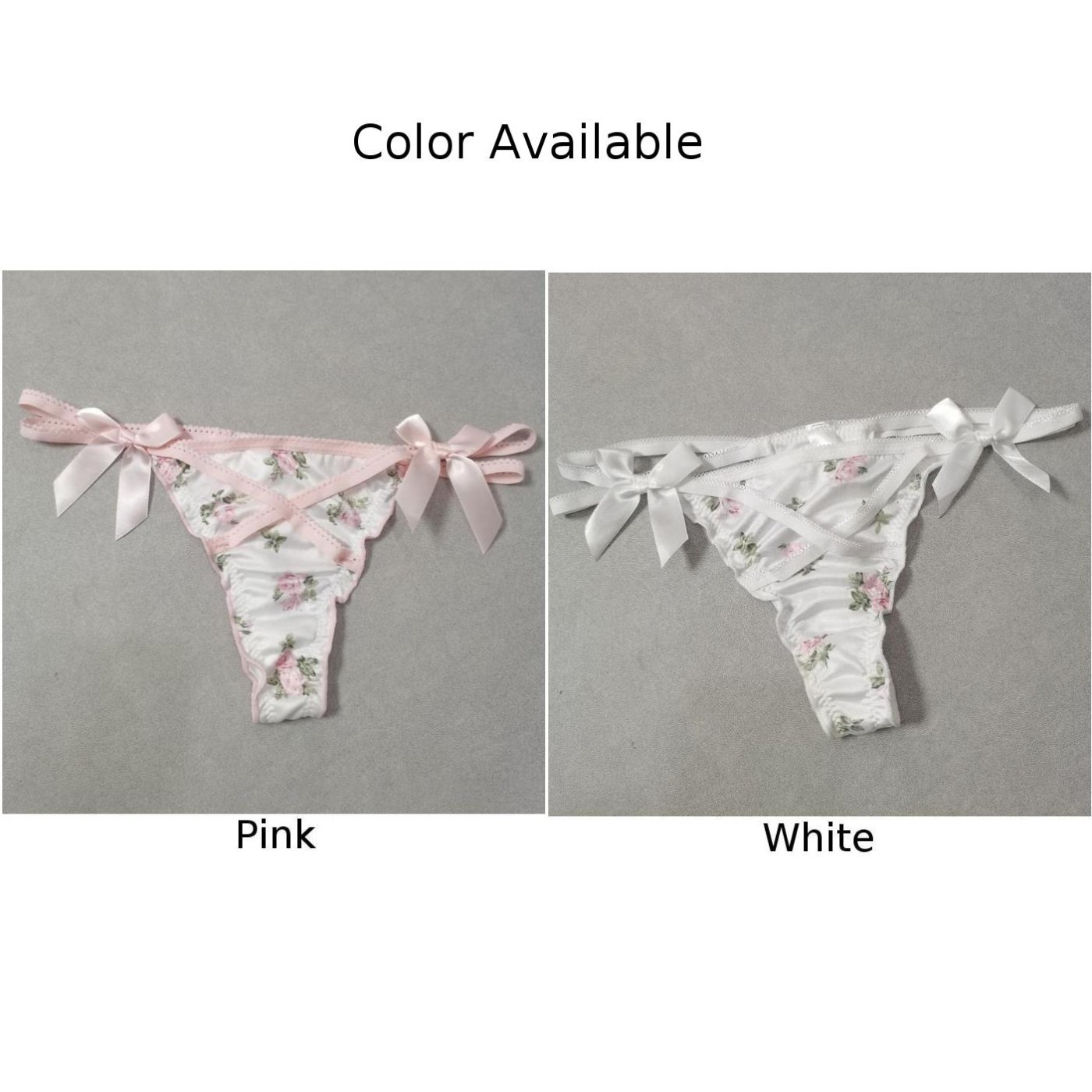Elegant Ruffle Satin Thong Underwear for Young Ladies in Multiple Colors