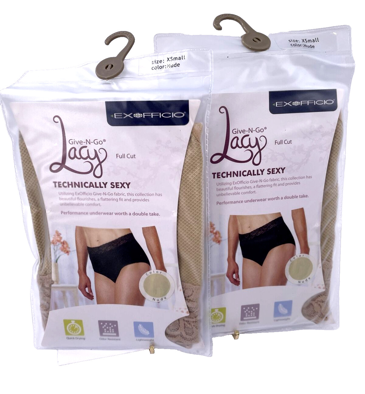 ExOfficio Give-N-Go 2 Pairs of Full Cut Technically Sexy Size XS Color Tan
