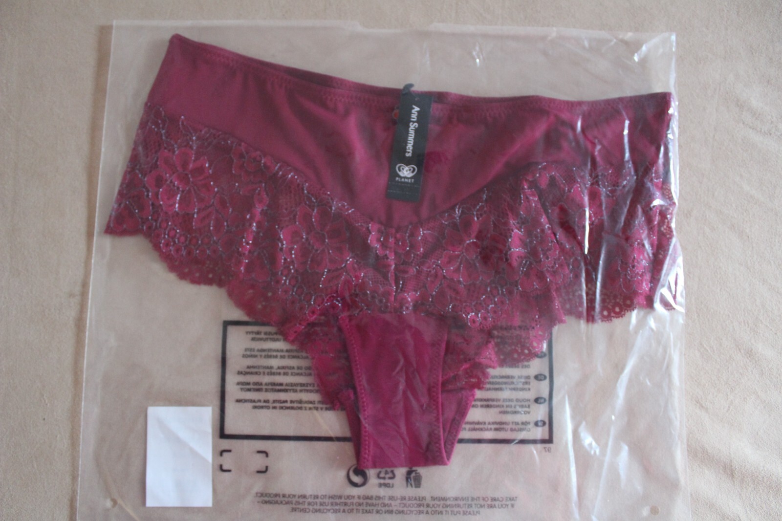 Ann Summers Size 8 Sustainable Knickers New & Tags EU 34 Sexy Lace Planet Short