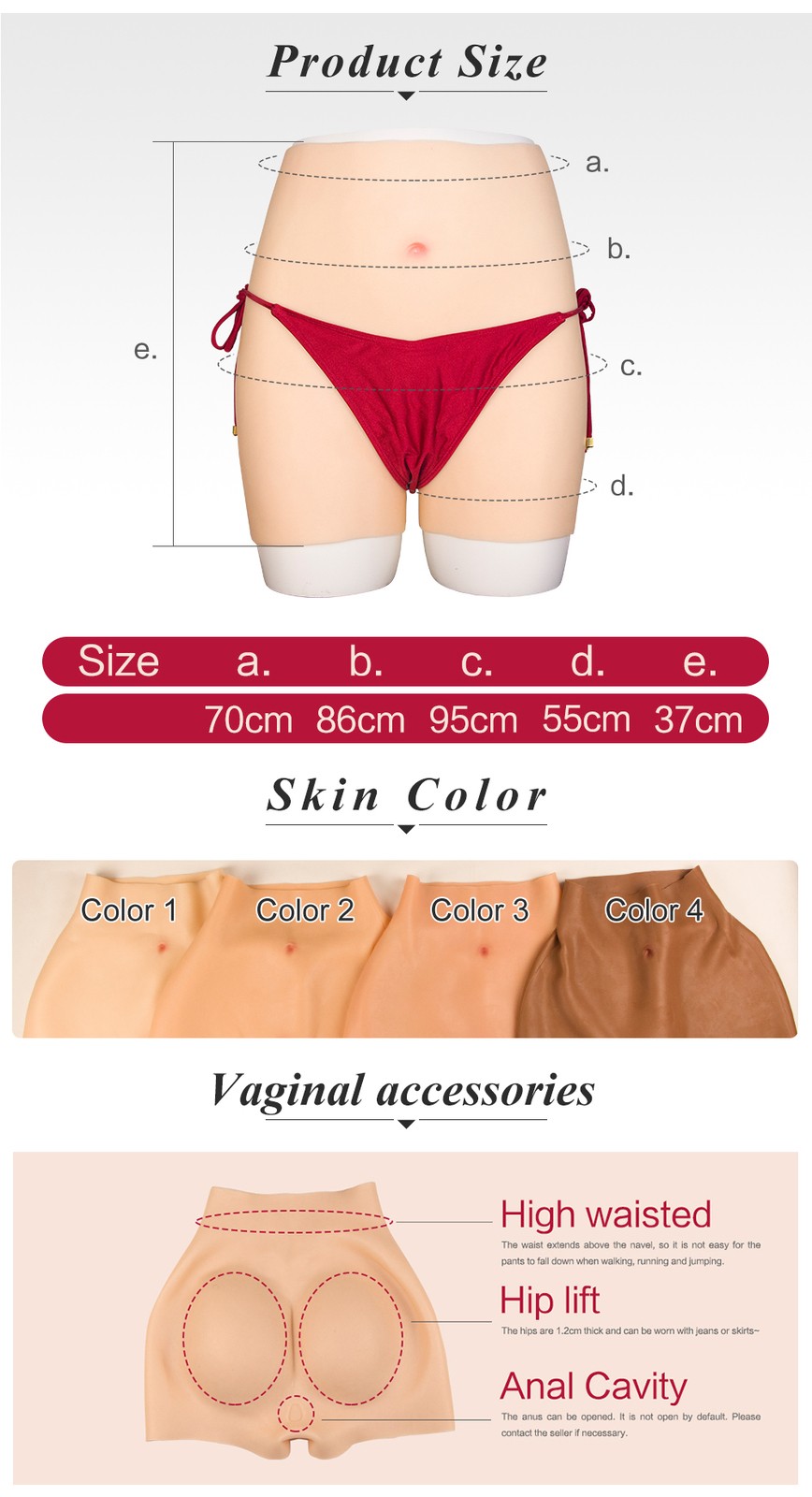 Silicone Underwear Shorts Panty Fake Vagina Transgender For Crossdresser