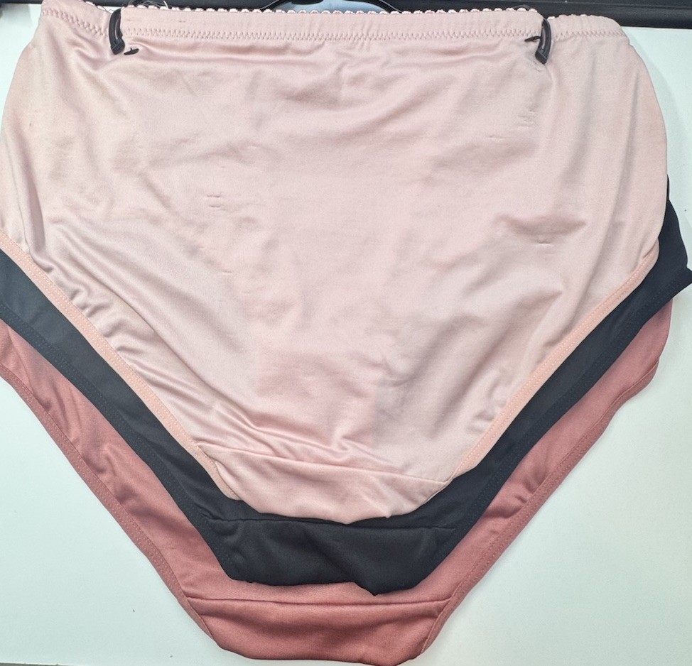 PRIMA VALENTINA Size 2X 3-Pair Brief Underwear Panties Nylon Blend Black Pink