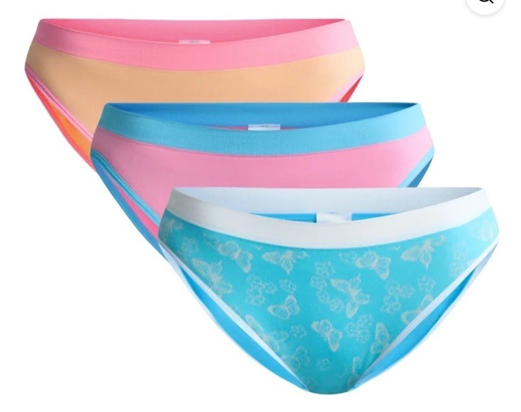 Large 3 Pack Seamless Bikini Panties Size L 12/14 Celebrate Summer Butterflies