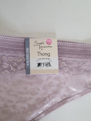 Size XXL 9/2X NWT Secret Treasures Lavendar Leopard Lace Thong Panty Underwear