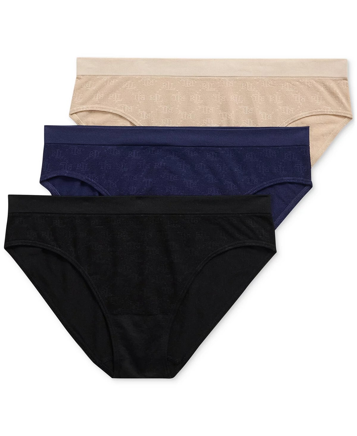 Lauren Ralph Lauren Monogram Mesh Jacquard 3-Pack Bikini Underwear Size Large #3