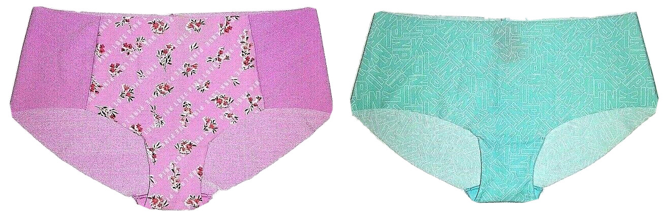 Victoria’s Secret PINK Women’s XL No-Show Hipster Panties Pink & Blue NWT
