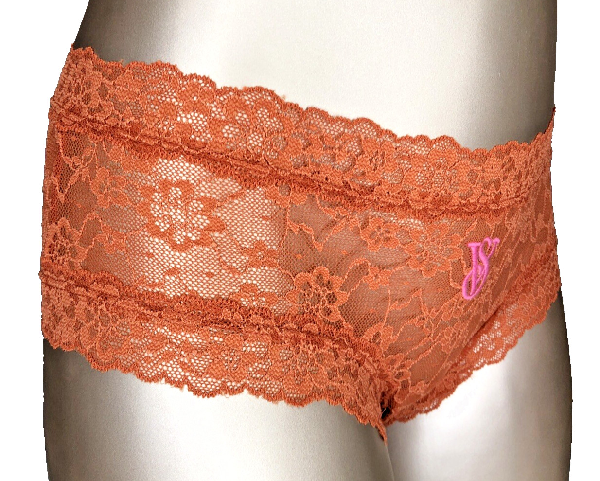 Victoria’s Secret NWT Small Brown Floral Cheeky Panty Sheer Lace Lacie Logo