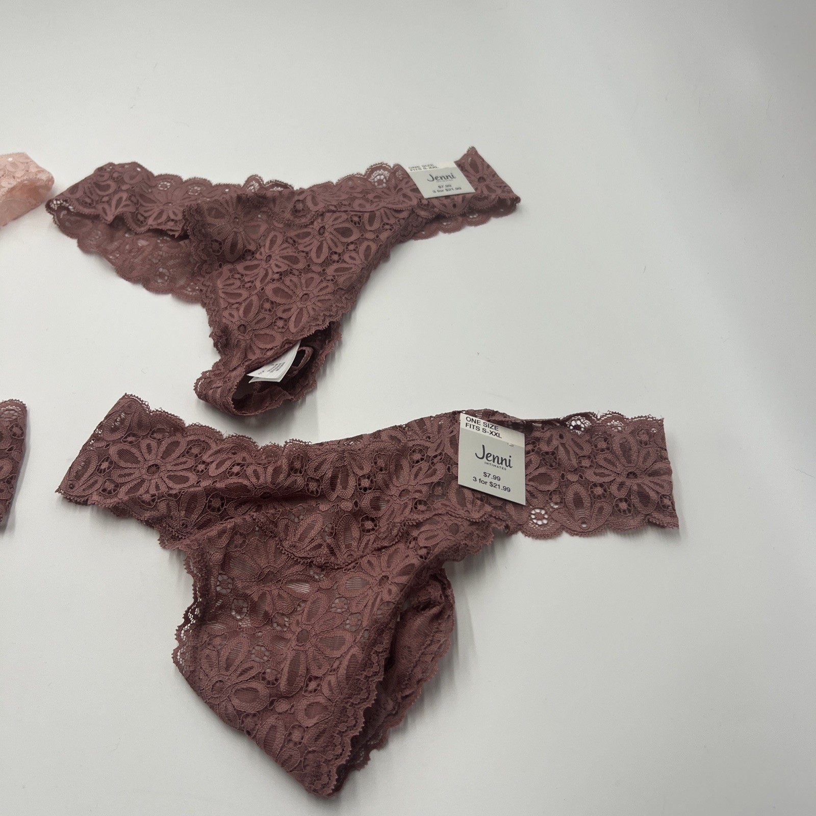 LOT OF 4 JENNI INTIMATES THONG WOMEN UNDERWEAR NEW WITH TAGS ONE SIZE FITS S-XXL