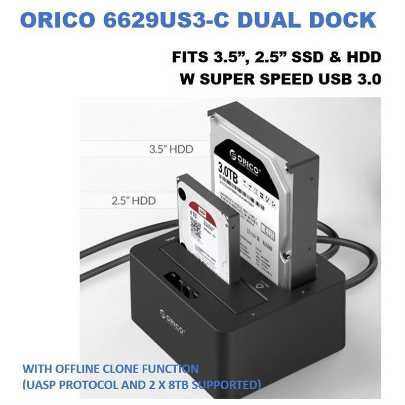 ORICO 6629US3-C 2 Bay SATA to USB3.0 External Hard Drive Docking Station with Duplicator/Clone Function - Image 2
