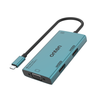 ONTEN 4 in 1 Type-C Multi-function dock station to HDMI*2+VGA with Audio support: MST and SST M206
