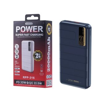 REMAX RPP-316 20000mAh Noah Series Power Bank with PD20W+QC22.5W Fast Charging