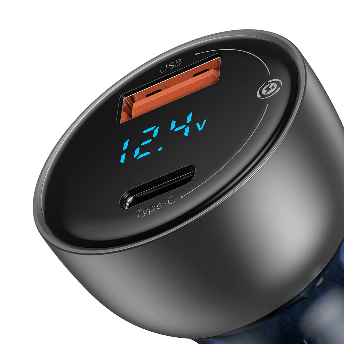 Baseus Car Charger 65W - Digital Display, QC+PPS Dual Quick Charger (Dark Gray) - Image 3