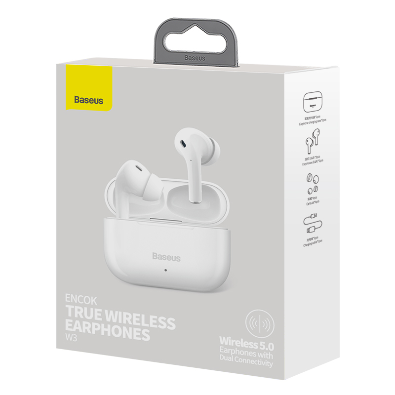 Baseus W3 Encok True Wireless Earphones in White