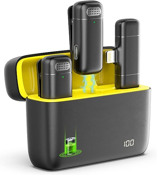 K6 iPhone Double Wireless Mic with Noise Reduction and Charging Case
