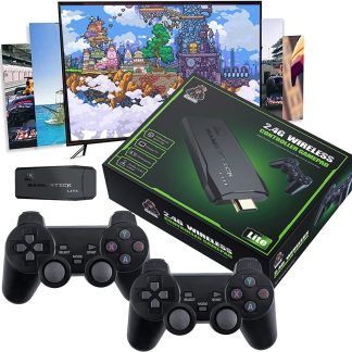 M8 (64GB) HDMI Game Stick Lite Console - 2.4G Wireless Controllers - 4K - 10,000 Video Game Retro Box - Plug and Play