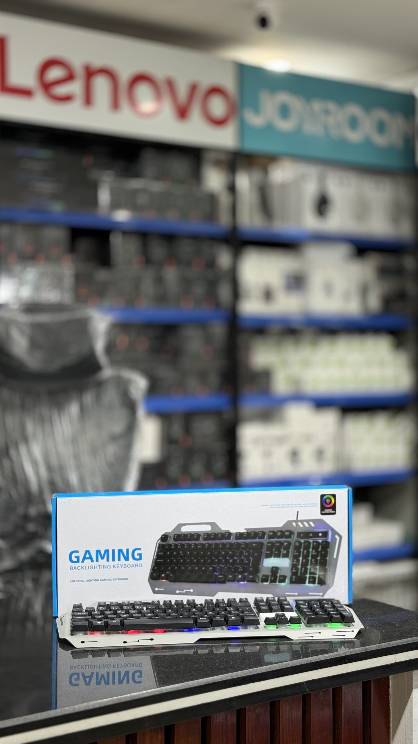 Gaming RGB Backlit Keyboard with Mobile Holder - Image 2