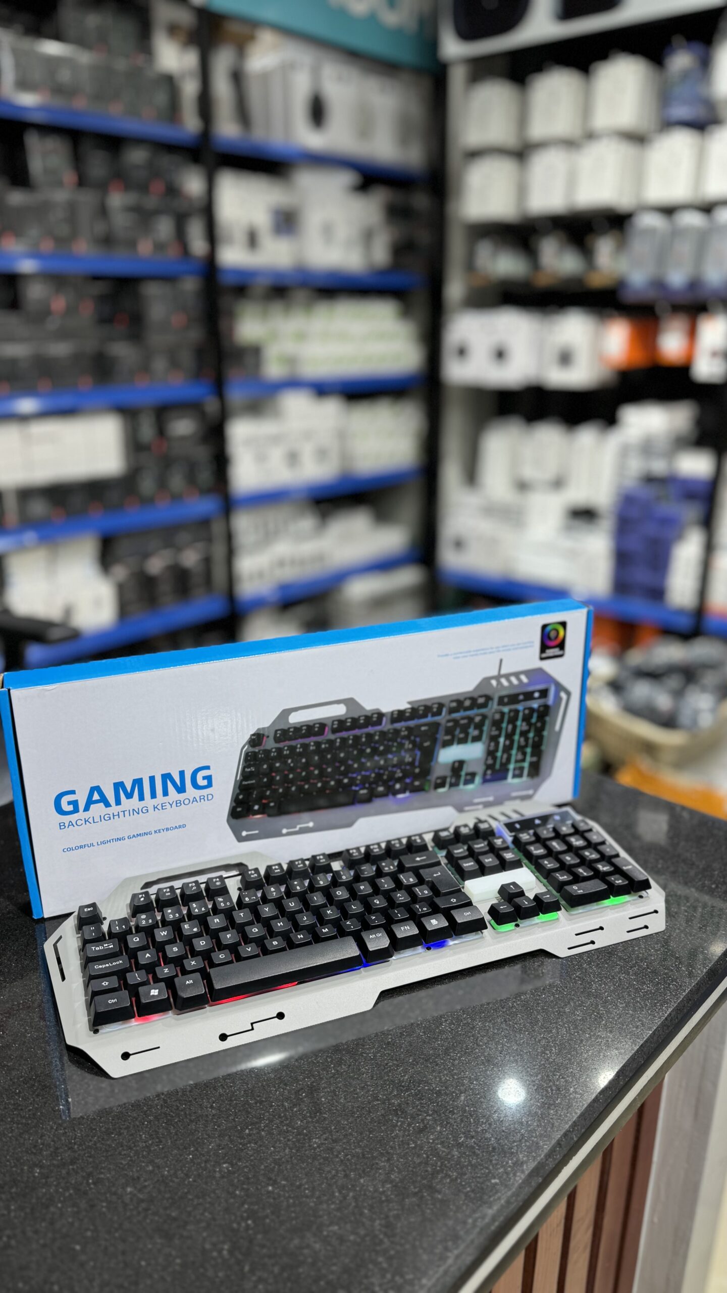 Gaming RGB Backlit Keyboard with Mobile Holder - Image 3