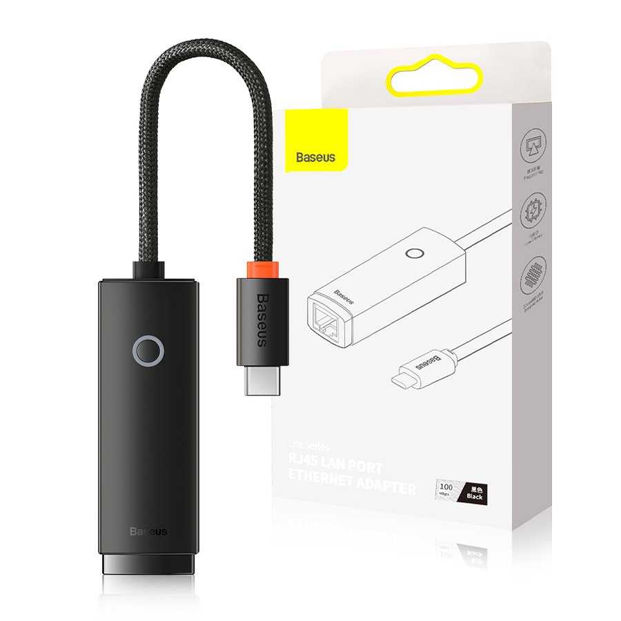 Baseus Lite Series Type-C to RJ45 Ethernet Adapter - High-Speed LAN Connectivity