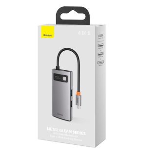 4-in-1 Metal Gleam Series Type-C HUB Docking Station in Elegant Gray