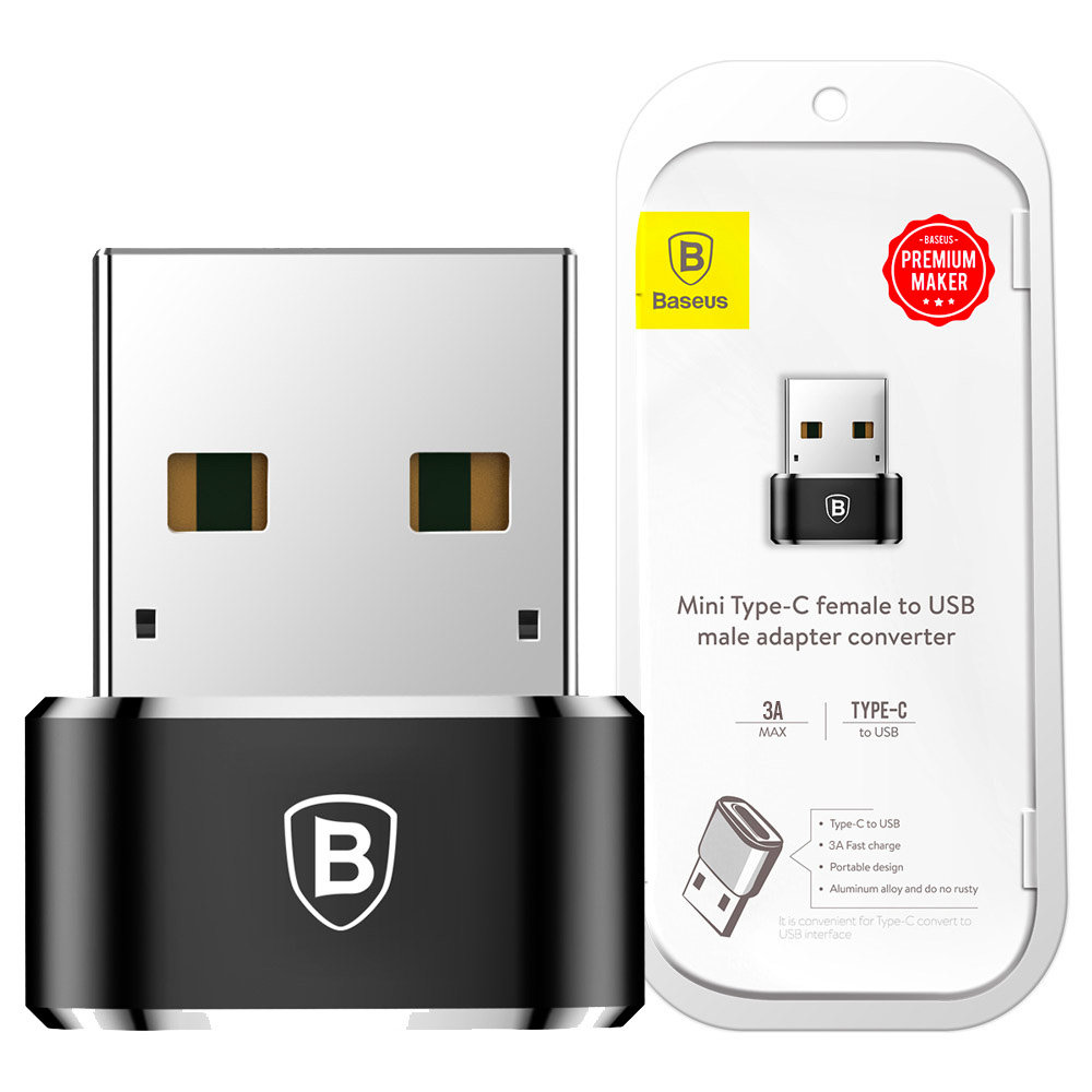 Baseus Type-C Female to USB Male Converter - Black CAAOTG-01