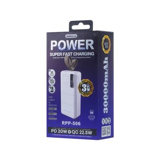 REMAX RPP-506 30000mAh Noah Series Power Bank with PD20W+QC22.5W Fast Charging