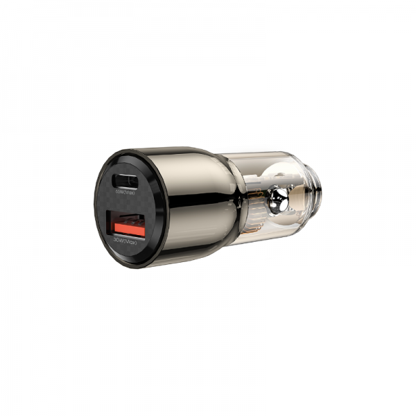 WIWU WI-QC012 95W PD+QC Kirsite Geek Fast Car Charger USB+Type-C - Transparent Black - Image 2