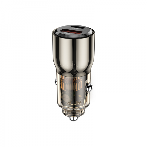 WIWU WI-QC012 95W PD+QC Kirsite Geek Fast Car Charger USB+Type-C - Transparent Black - Image 3